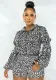 Women'S Fashion Print Long Sleeve Shirt Ang Shorts Two Piece Set