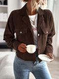 Fall Winter  Women'S Chic Turndown Collar Long Sleeve Casual Jacket Versatile Top