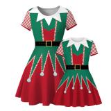 Christmas Digital Print Parent-Child Short Sleeve Dress Casual Fashion Mother Daughter T-Shirt Dress