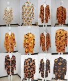 Autumn And Winter Halloween Pattern Print Coat Cardigan Women'S Clothing