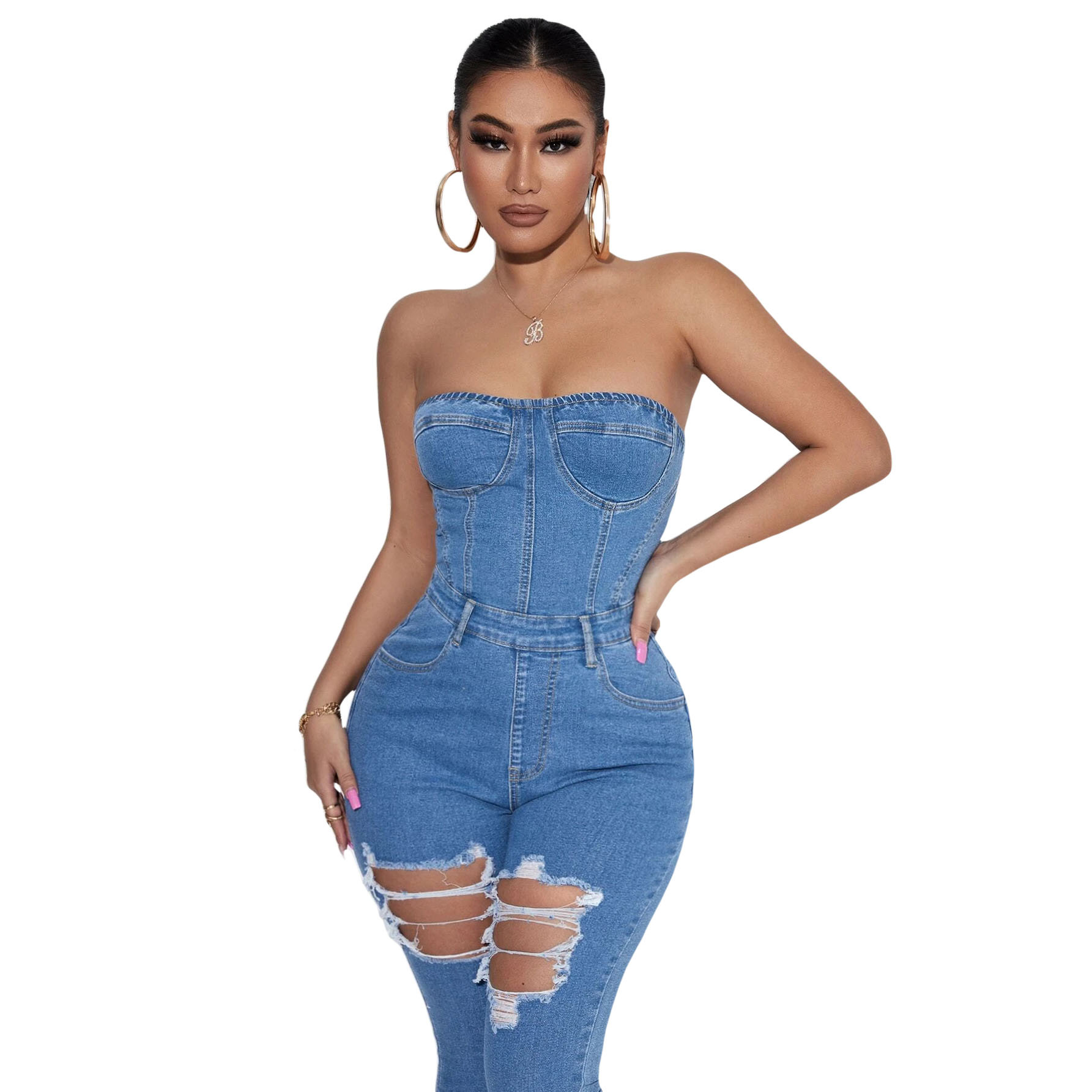 Sexy Blue And Yellow Denim Bodycon Spanx Strapless Bodysuit With Strapless  Belt And Backless Design For Women Perfect For Clubwear And Streetwear  Skinny Sleeveless Overall 210709 From Cong02, $15.62