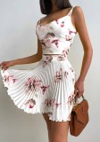 floral print camisole and pleated skirt set