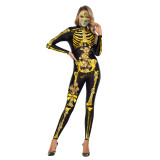 Halloween Ghost Festival 3d Horror Skull Frame Print Jumpsuit