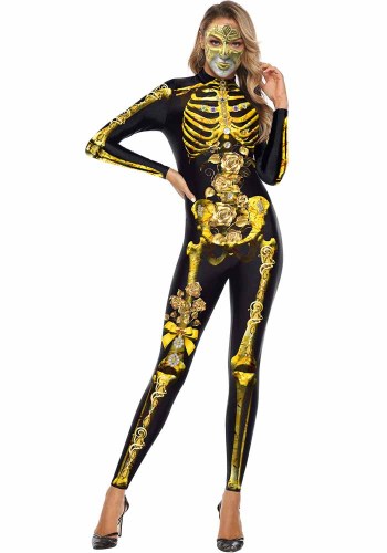 Halloween Ghost Festival 3d Horror Skull Frame Print Jumpsuit