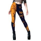 Women's Halloween Carnival Night Check Graphic Print Tight Fitting Leggings