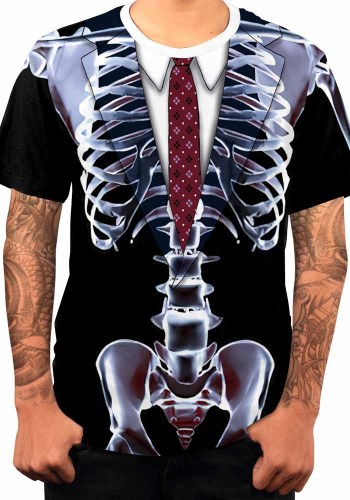 Halloween Horror Funny Digital Skull Print Men's and Women's Short Sleeve Basic T-Shirt
