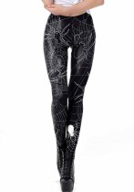Butt Lift Basic-legging voor dames met Halloween-spinnenwebprint