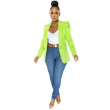 eaby fashion solid color women's ruffled long-sleeved blazer