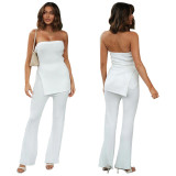 Women's Fall Sleeveless Ribbed Wide Leg Pant Set Casual Two Piece