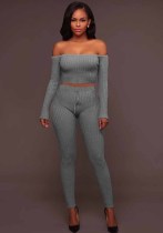 Women's Fall/Winter High Stretch Ribbed  Two Piece Pants Set