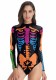 Halloween Carnival Skeleton Print Ladies Tight Fitting Bodysuit