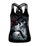 Halloween women's 3d scary skull digital printing vest