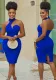 Women Solid Halter Neck Sleeveless Off-the-Shoulder Dress