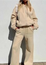 Otoño/Invierno Mujer Color sólido Sudaderas con capucha sueltas + Pantalones Conjunto informal de dos piezas