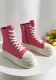 Ladies Women Side Zip Canvas Platform High Shoes