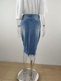Women's Summer Cut Bodycon Denim Skirt Maxi A-Line Skirt