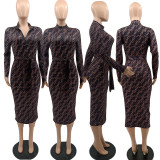 Latest Ladies Fashion Chic Zip Long Sleeve Bodycon Long Dress