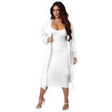 Women's Fall Ribbed V-Neck Long Sleeve Solid Casual two piece dress Suit