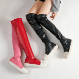 Over-the-knee boots women's autumn and winter Plus Size knee-high boots plus velvet warm elastic trend boots