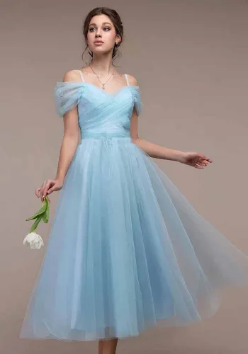Women Sexy Off Shoulder Mesh Wedding Bridesmaid Dress