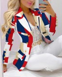 Fall Casual Fashion Suits Women's Print Blazer and pants two piece set