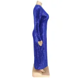 Plus Size Autumn Women's Velvet Bottom Embroidered Sequin Dress