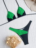 Traje de baño de patchwork de mujer sexy con bloque de color Bikini con cordones
