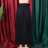 Women High Waist Pleated Belted Skirt