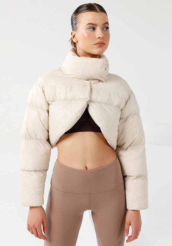 Sonbahar Kadın Modası Stand Yaka Düz Renk Hırka Kısa Pamuklu Ceket