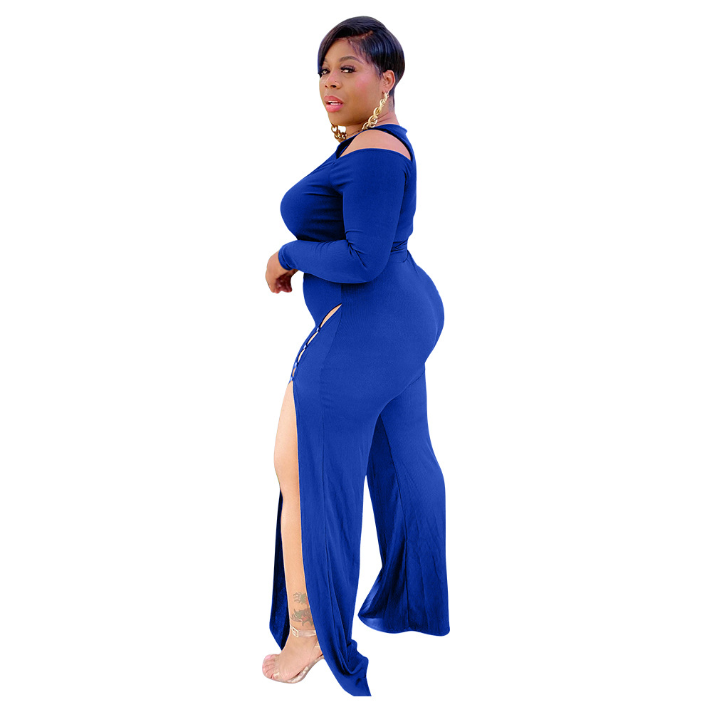 Fall Winter Plus Size Women's Fashion Set High Stretch Ribbed Long Sleeve  Two Piece - The Little Connection