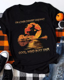 Halloween Print Witch Round Neck T-Shirt