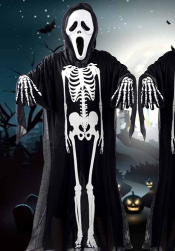 Fantasias de máscaras de esqueleto de caveira de Halloween
