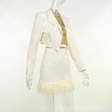 Women Autumn Chic Fur Suit + Skirt Two-piece Set