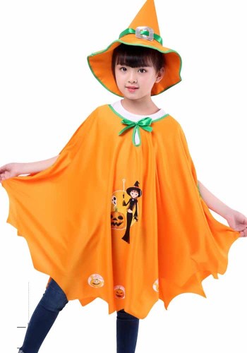 Halloween Kinder Umhang Show Kostüm Hexe Kürbis Zauberer Umhang verkleiden sich