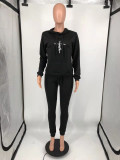 Women Casual Embroidered Hoodies + Pant Two Piece