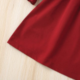 Girls Red Long Sleeve Bow Dress