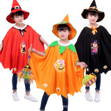 Halloween children's cloak show costume witch pumpkin magician cloak dress up
