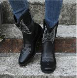 ethnic style ankle boots embroidered chunky heel Women boots
