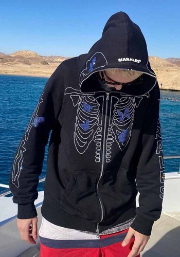 Halloween Unisex Print Beaded Zip Loose Hoodies