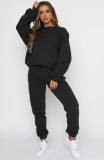 Fall Winter Solid Round Neck Pullover Women'S Fashion Casual Long Sleeve Hoodies Set