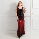 Plus Size Beauty Long Sequin  Formal Party Evening Dress