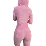Fall Women'S Fashion Hooded Zip Slim Fit Casual Sports Cardigan 2PC Set