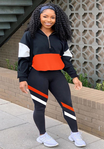 Women'S Fashion Patchwork Casual Two Piece Tracksuits