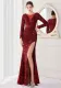 Plus Size Beauty Costume Long Sequin Formal Party Evening Dress