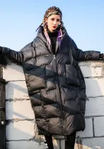 Women Winter Loose Plus Size Long Hooded Padded Jacket Over Knee Down Coat