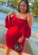 Women Sexy Double Lotus Sleeve Off Shoulder Bodycon Dress
