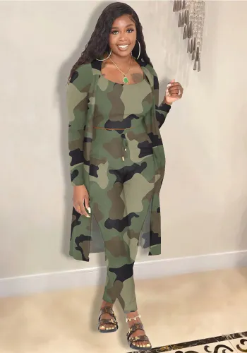 Women Printed Long Vest + Cape + Pant Three-Piece