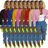 WomenCasual Ribbed Collar Pu-Leather Jacket