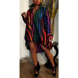 women's printed colorful loose blouse dress