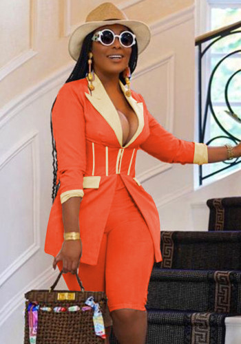 Women's Fall Color Block Suit Two Piece